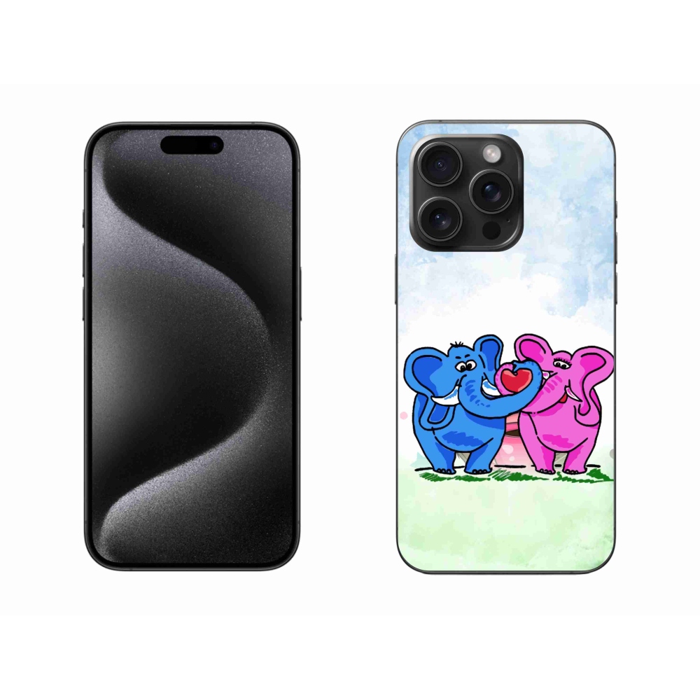 Gél borítás mmCase iPhone 15 Pro Max készülékhez - szerelmes elefántok