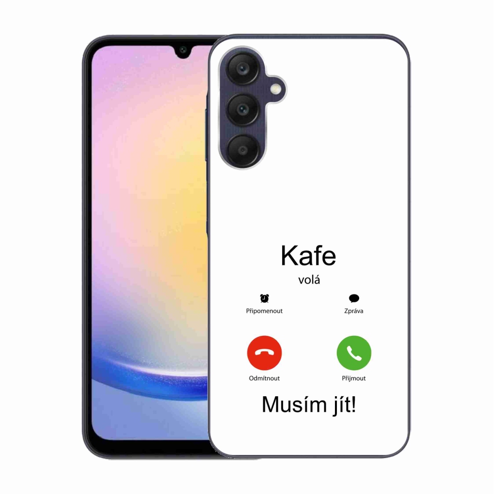 Gél borító mmCase Samsung Galaxy A25 5G - kávé hívó fehér háttérrel