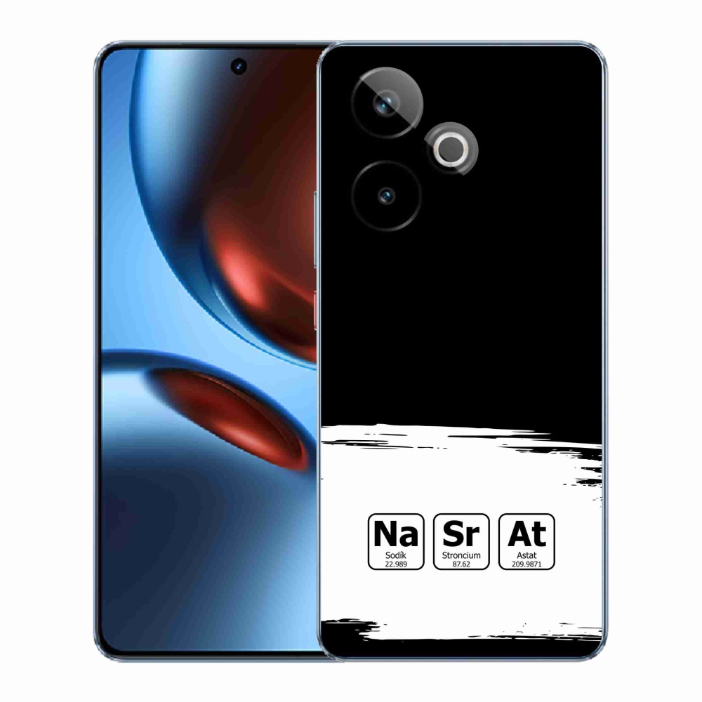 Rugalmas zselés tok mmCase a Realme GT 7 5G/GT 7T 5G képével - kémiai elemek fehér és fekete háttérrel