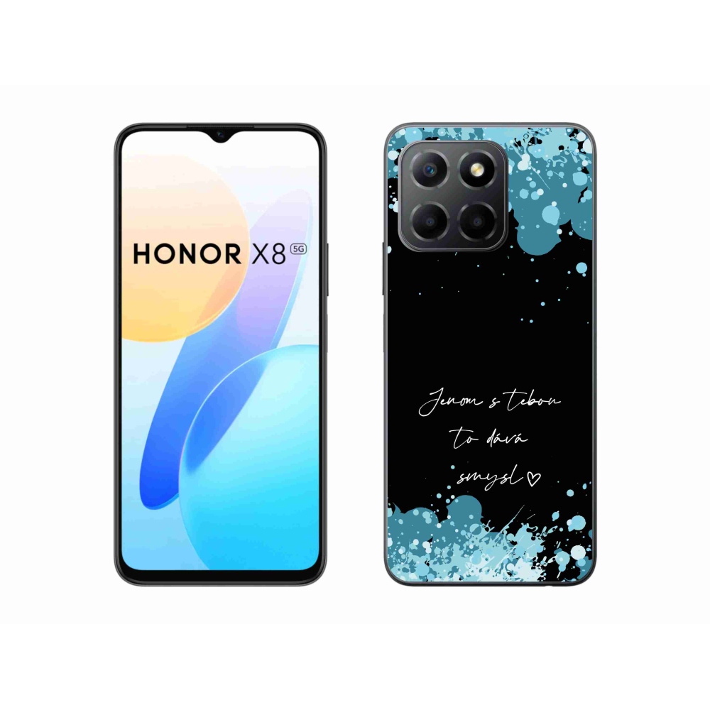 Gél borító mmCase a Honor X8 5G/Honor 70 Lite 5G számára - szerelmes szöveg fekete háttérrel