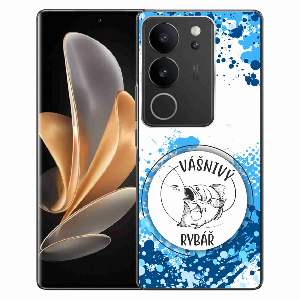 Gél borító mmCase a Vivo V29 5G-n - szenvedélyes halász fehér háttérrel