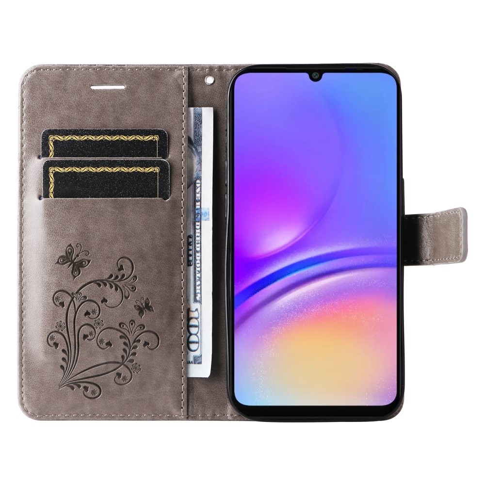 Nagy pillangó könyv tok Samsung Galaxy A06 4G készülékhez - szürke