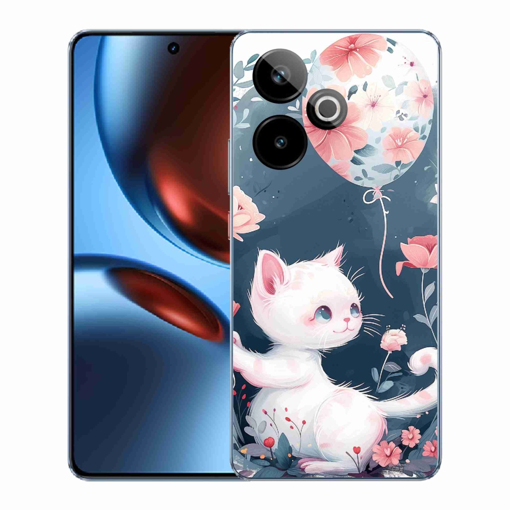 Rugalmas zselés tok mmCase képpel a Realme GT 7 5G/GT 7T 5G számára - cica lufival