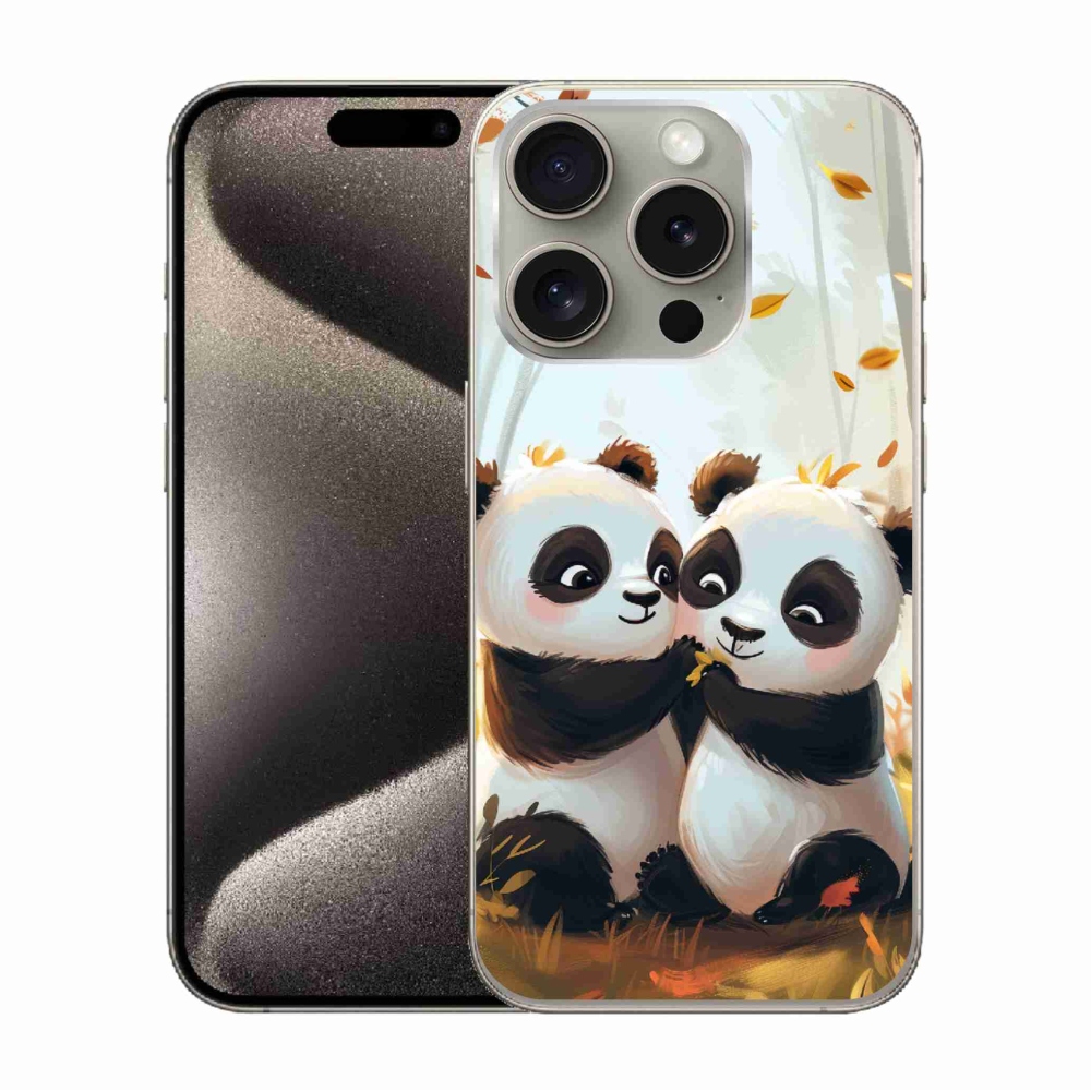 Zselés borítás mmCase iPhone 15 Pro készülékhez - pandák