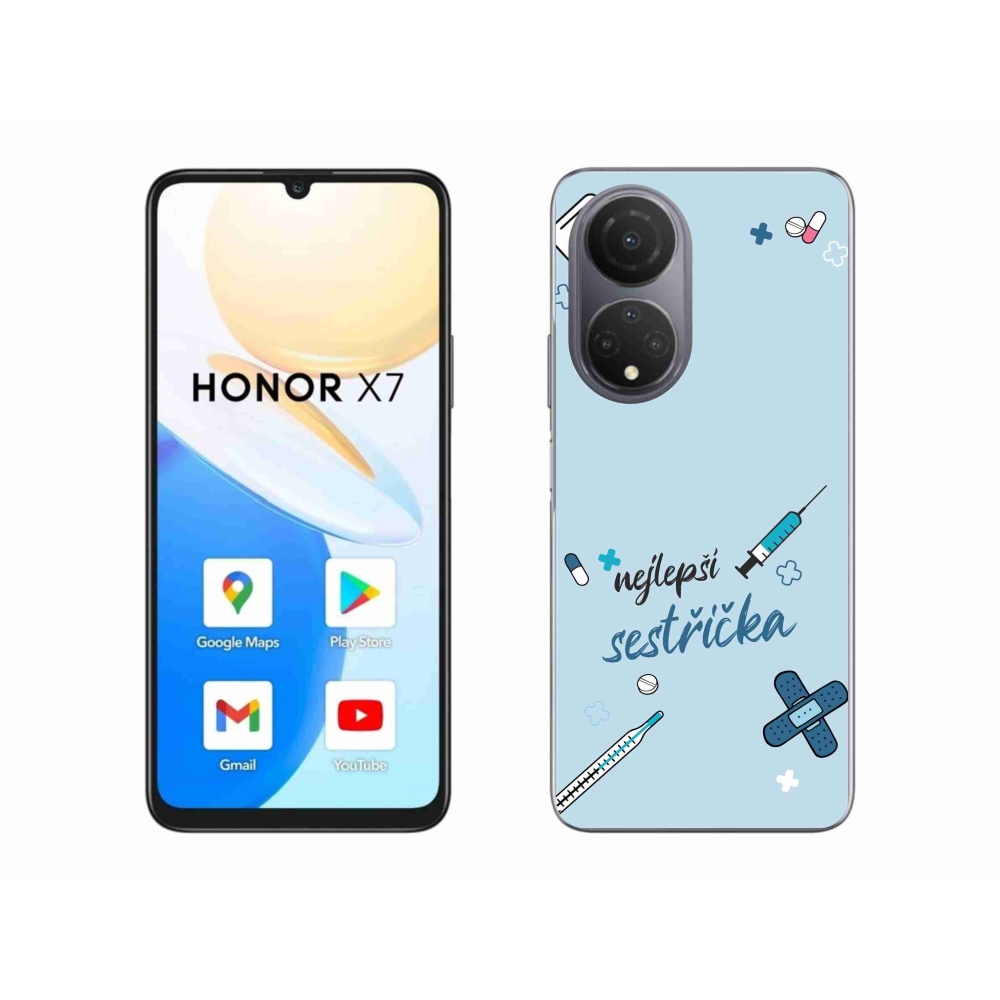 Gél borító mmCase a Honor X7-en - a legjobb kishúg kék háttérrel