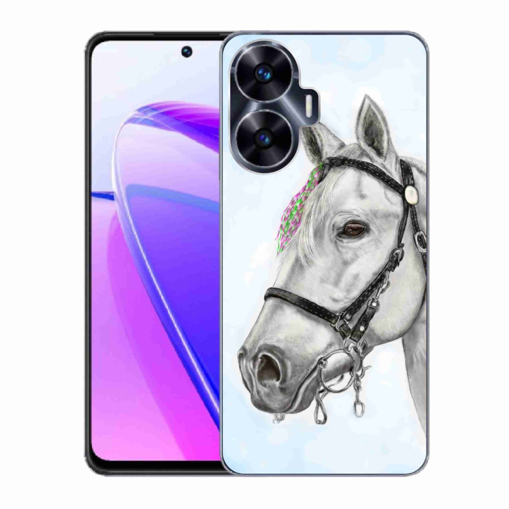 Zselés borító mmCase a Realme C55 készülékhez - fehér ló 1