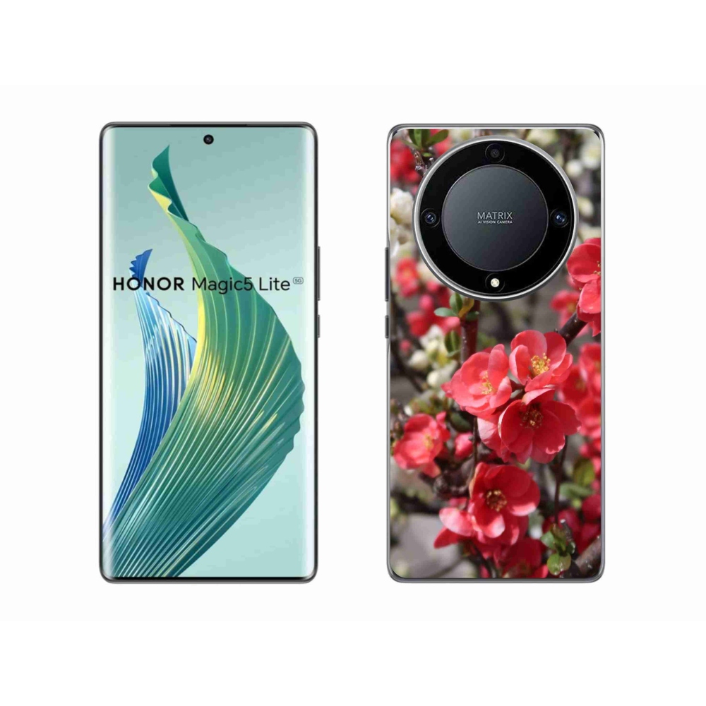 Zselés borítás mmCase a Honor Magic 5 Lite 5G számára - piros virágok