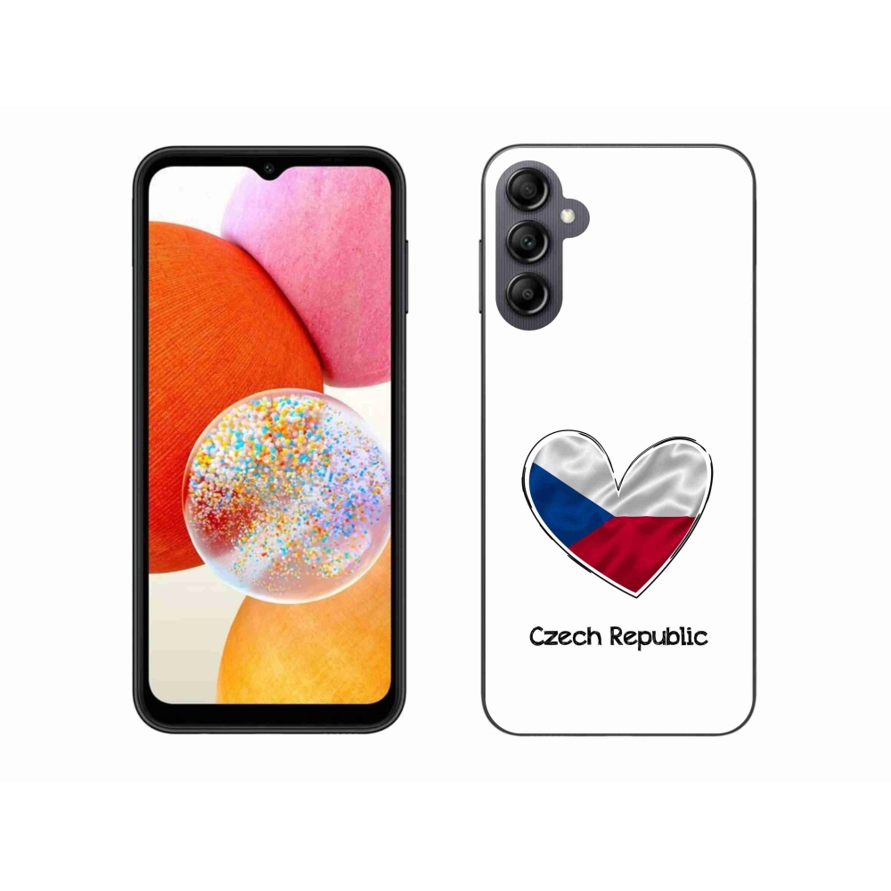 Gél védőhuzat mmCase Samsung Galaxy A14 4G/5G - zászló szív fehér háttérrel