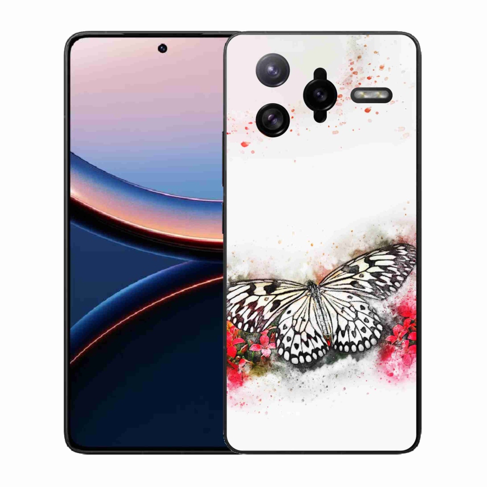 Gél borítás mmCase a Xiaomi Poco F7 Ultra számára - fekete és fehér pillangó