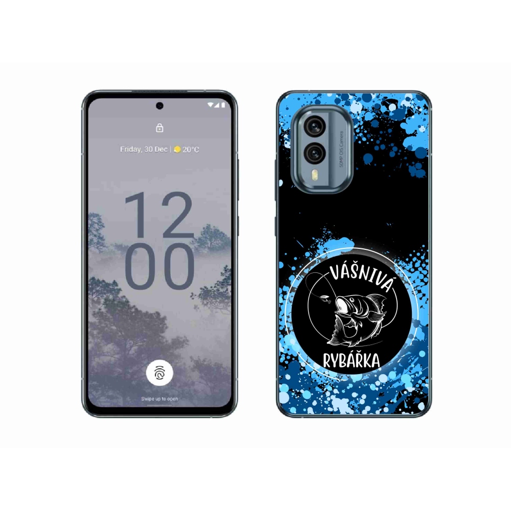 Zselés borító mmCase a Nokia X30 5G készülékhez - szenvedélyes halásznő fekete háttérrel
