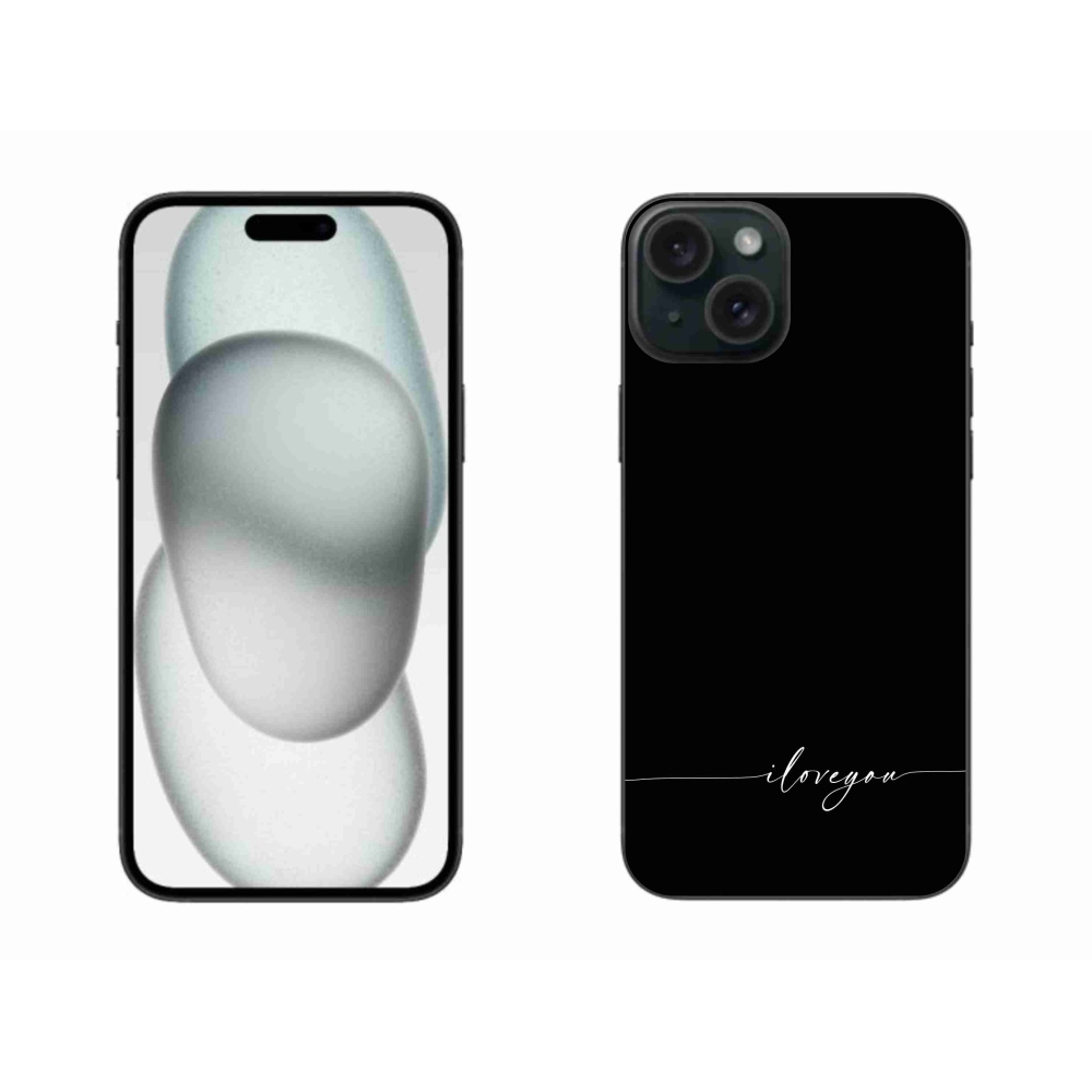 Gél borítás mmCase iPhone 15 Plus készülékhez - Szeretlek fekete háttérrel