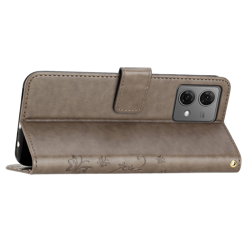 Virágok könyv tok Motorola Moto G85 5G - szürke