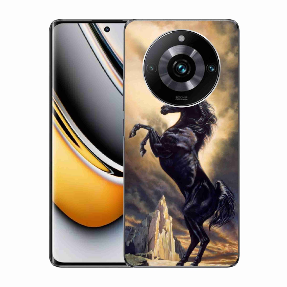 Zselés borítás mmCase a Realme 11 Pro/11 Pro+ készülékhez - fekete rajzfilm ló