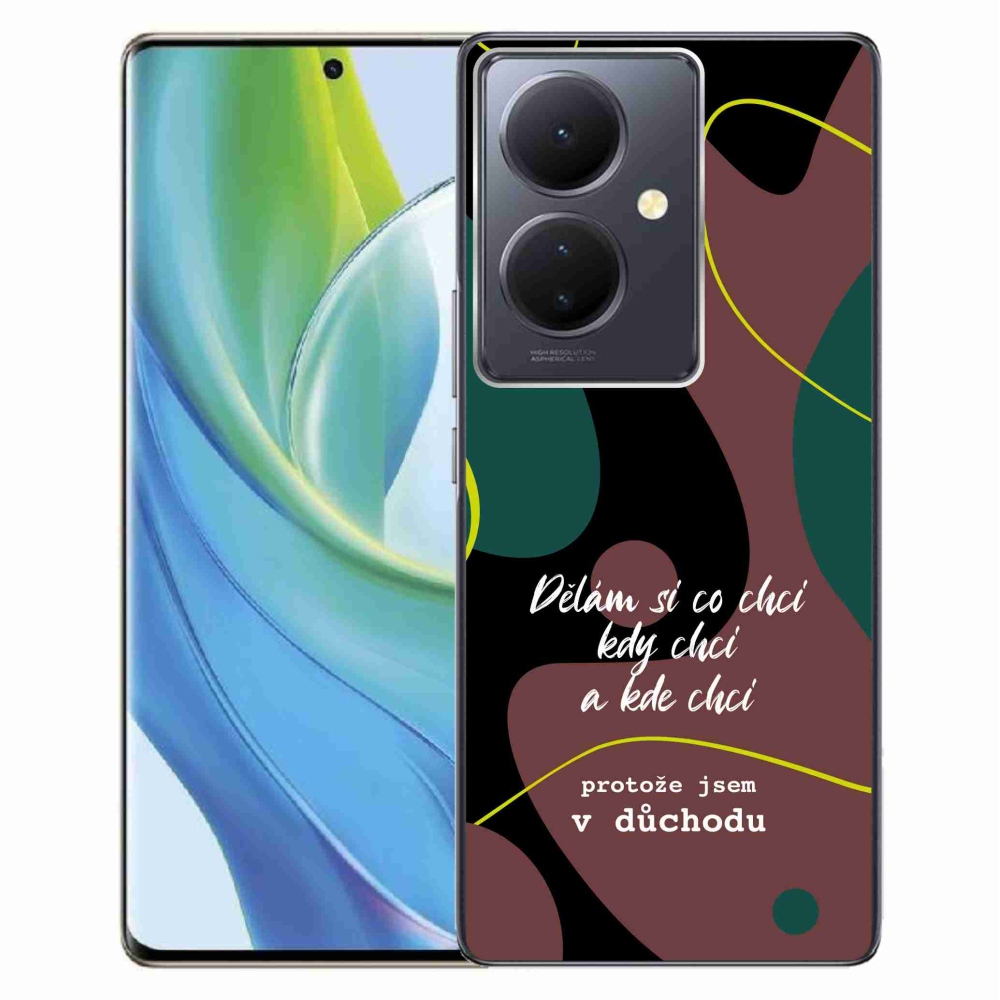 Gél borító mmCase a Vivo V29 Lite 5G-hez - vicces szöveg 10 fekete háttér