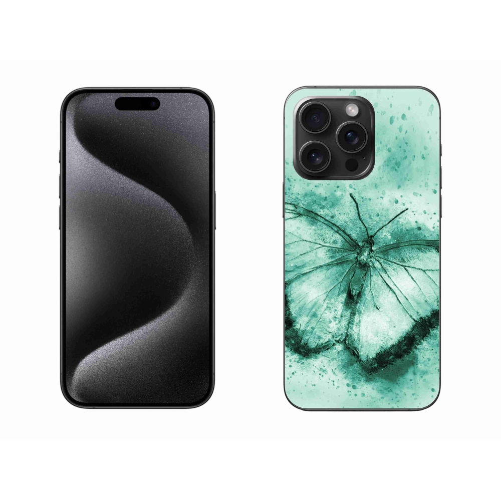 Gél tok mmCase iPhone 15 Pro Max készülékhez - zöld pillangó