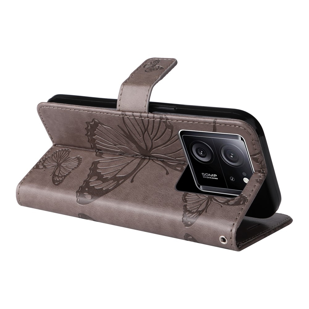 Nagy pillangó könyv tok Xiaomi 13T/13T Pro - szürke