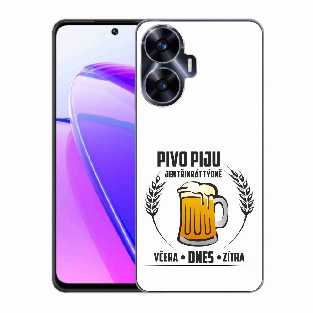 Gél borítás mmCase a Realme C55 készülékhez - sör motívum fehér háttérrel