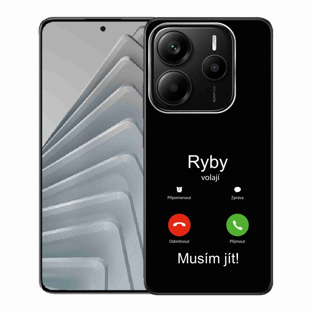 Gél borító mmCase a Xiaomi Redmi Note 14 5G-hez - hal hívás fekete háttérrel