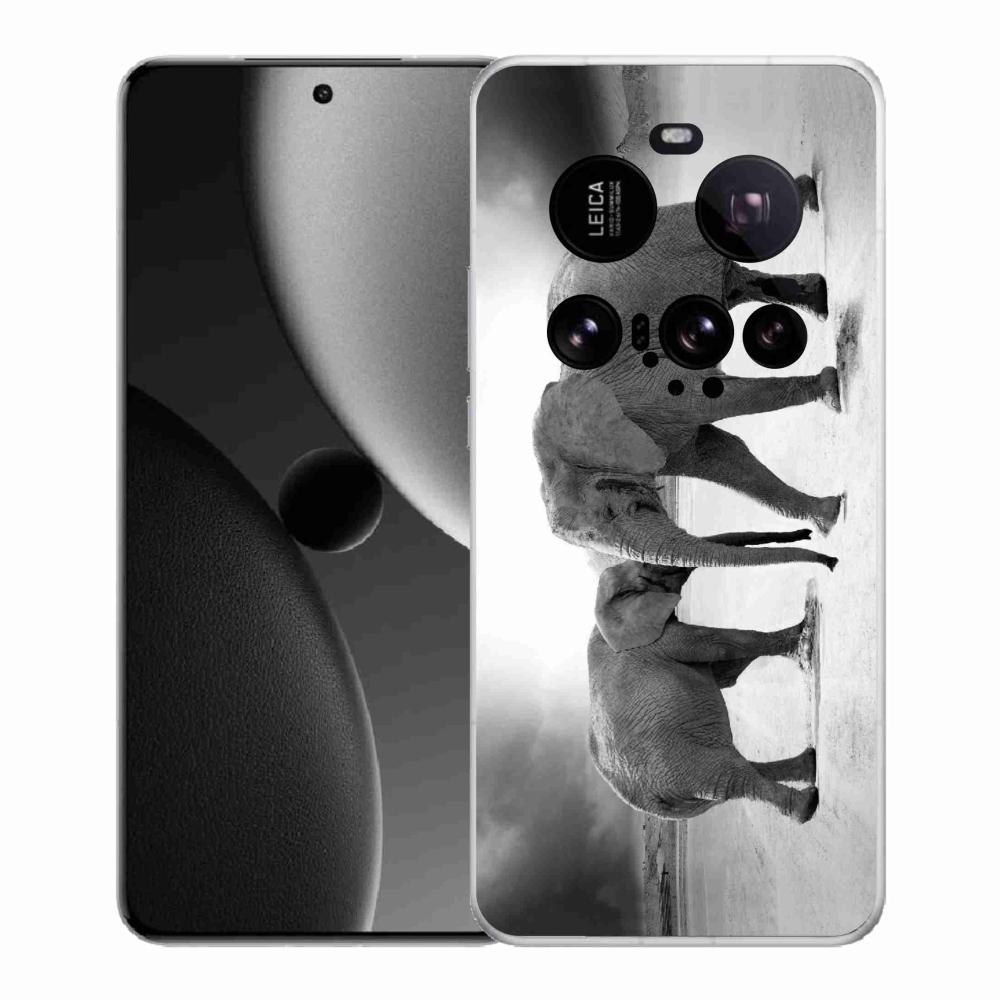 Gél borítás mmCase a Xiaomi 15 Ultra számára - fekete és fehér elefántok