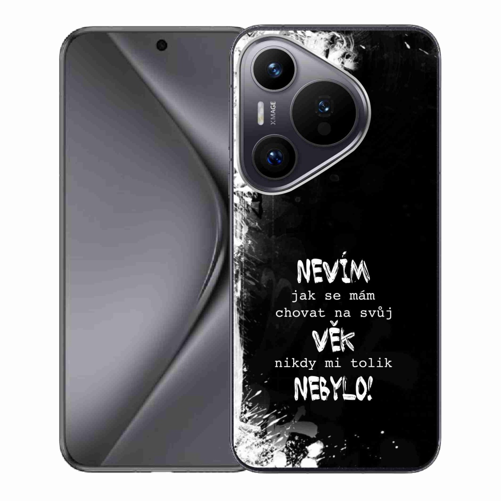 Gél borító mmCase a Huawei Pura 70 készülékhez - vicces szöveg 14 fekete háttér