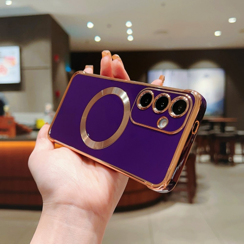 Zselés keret tok MagSafe támogatással Samsung Galaxy S25+ készülékhez - sötétlila