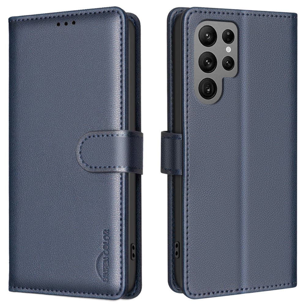 BINFEN könyv tok Samsung Galaxy S25 Ultra készülékhez - kék