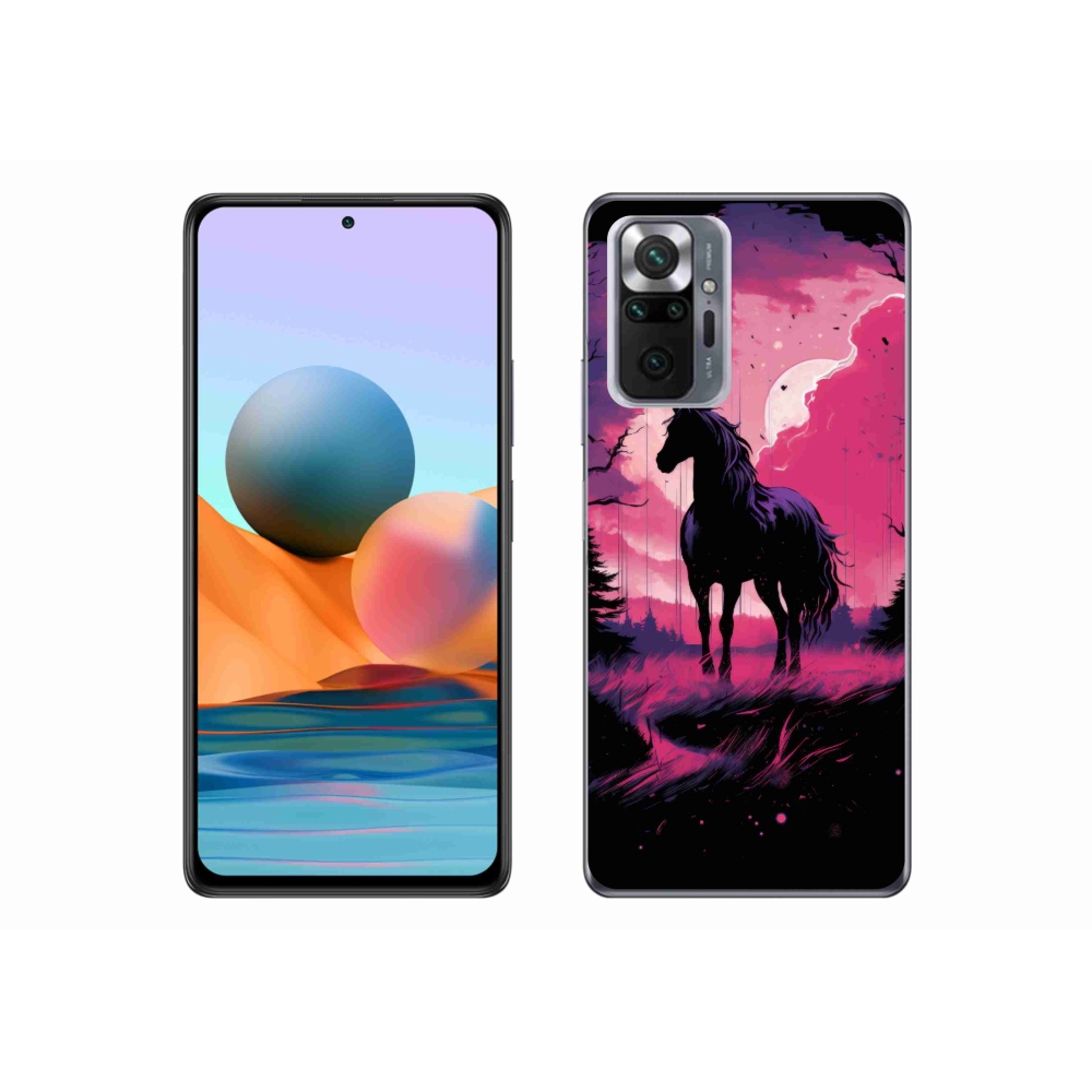 Gél borítás mmCase a Xiaomi Redmi Note 10 Pro-hoz - fekete rajzfilm ló 1