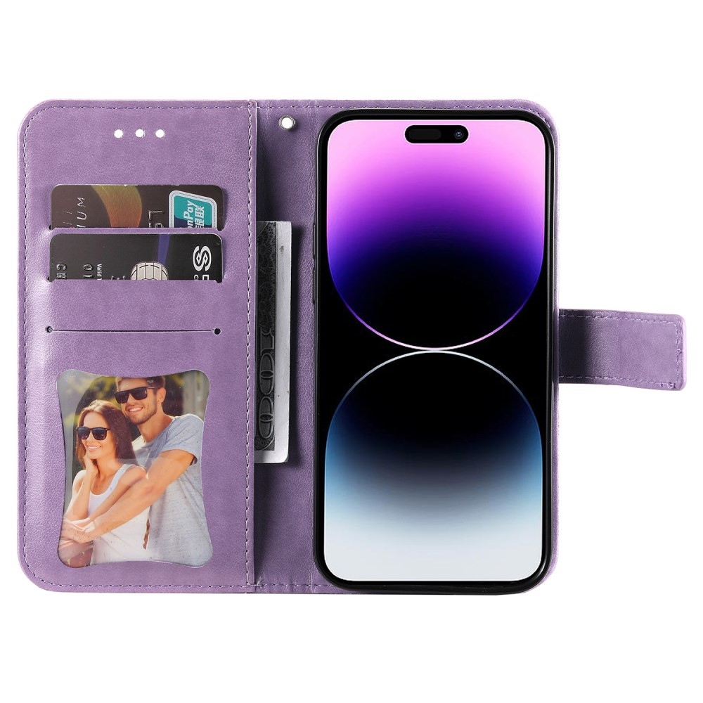 Mandala könyvtáska iPhone 15 Pro készülékhez - lila