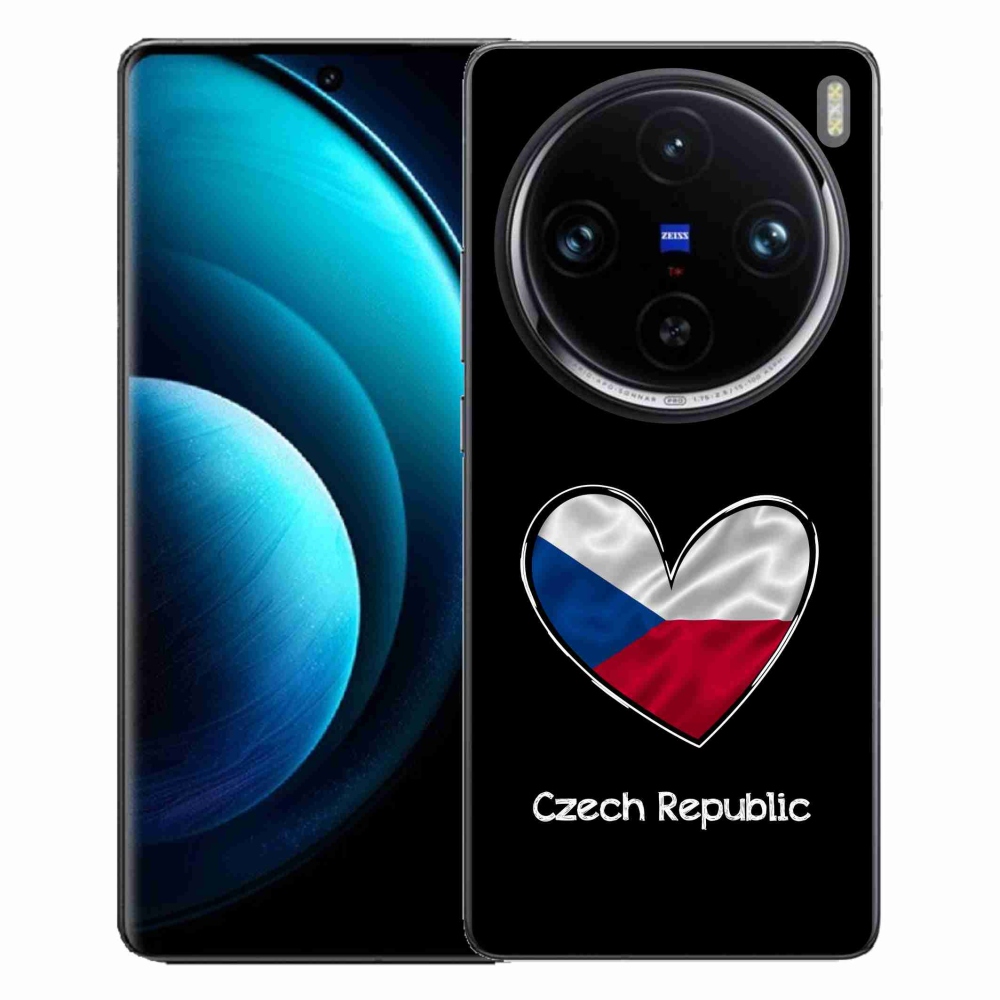 Gél borító mmCase a Vivo X100 Pro 5G - szív zászló fekete háttérrel