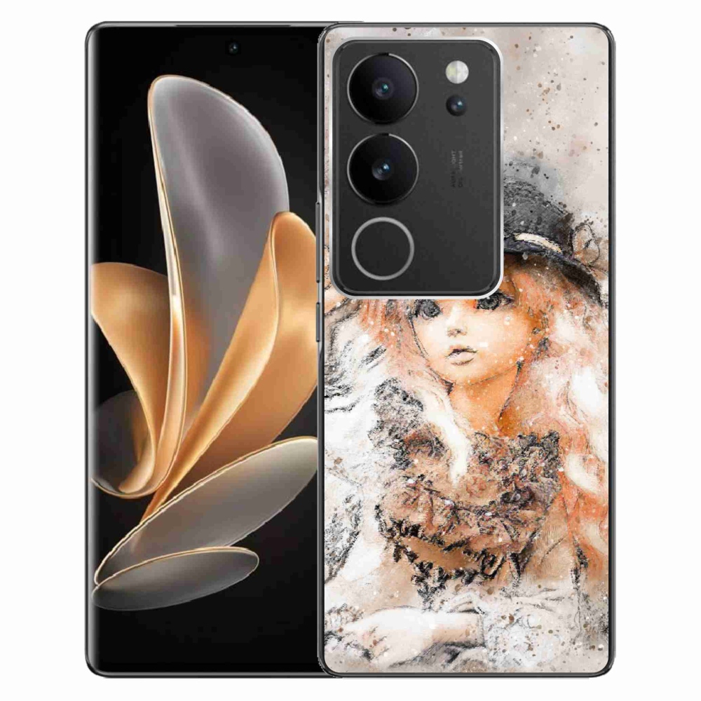 Gél borító mmCase a Vivo V29 5G-hez - lány kalapban