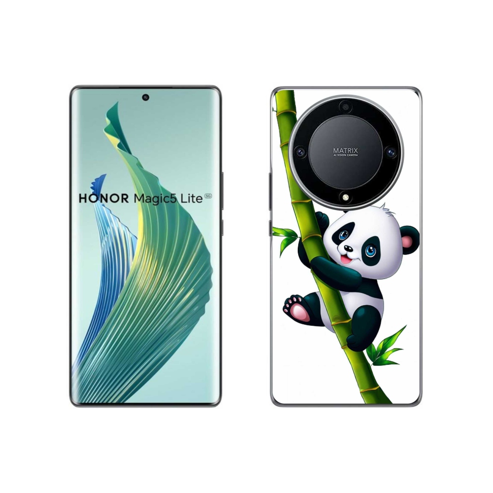 Gél borítás mmCase a Honor Magic 5 Lite 5G számára - panda a bambuszon