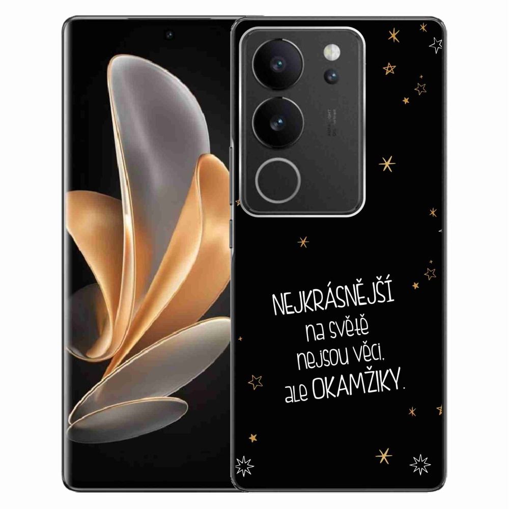 Gél borítás mmCase a Vivo V29 5G-n - Idézet 4 fekete háttér