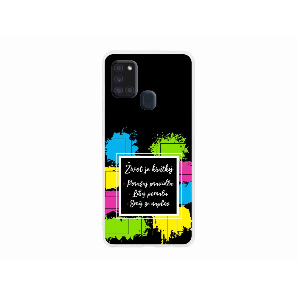 Gél borítás mmCase Samsung Galaxy A21s készülékhez - idézet 5 fekete háttér