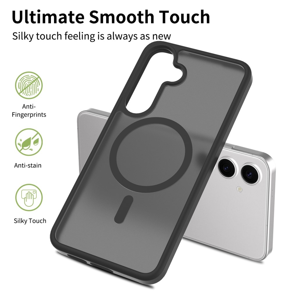 Bőr zselés tok fix hátlappal és MagSafe támogatással Samsung Galaxy S25+ készülékhez - fekete