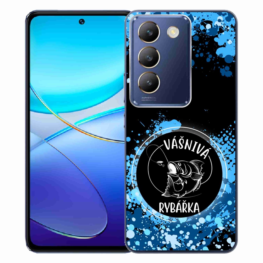 Gél borító mmCase a Vivo V40 SE 4G/5G készülékhez - szenvedélyes halásznő fekete háttérrel