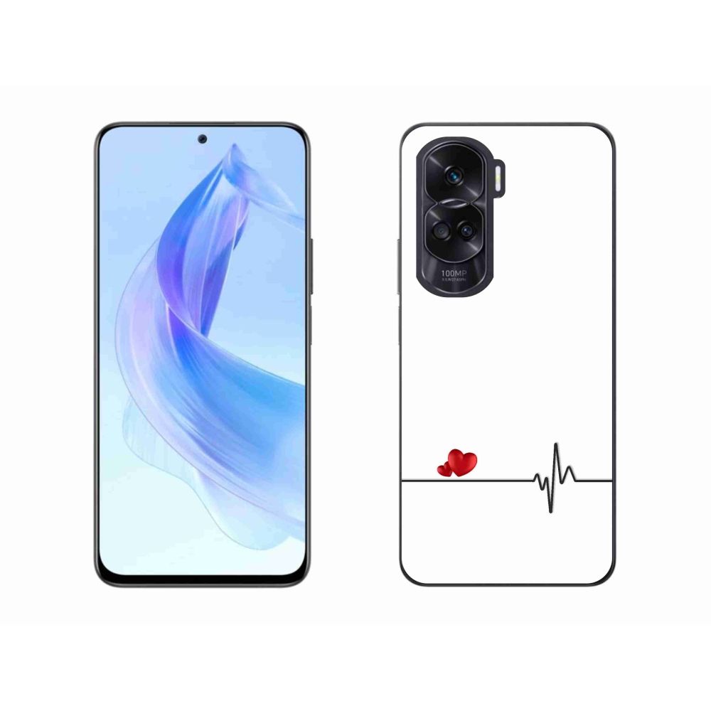 Gél borító mmCase a Honor 90 Lite készülékhez - szív és szívverés fehér háttérrel