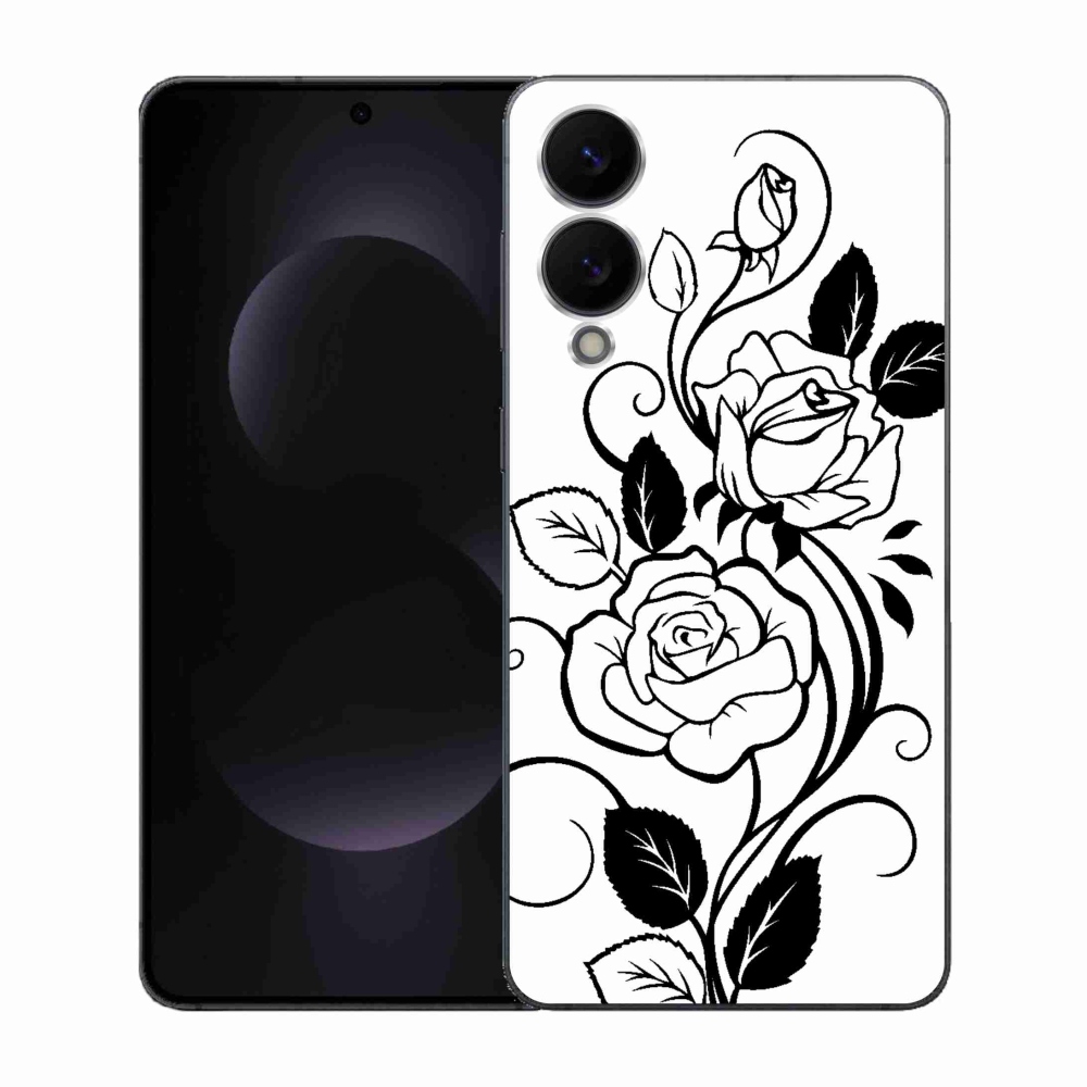 Zselés borítás mmCase Samsung Galaxy S25 Edge készülékhez - fekete és fehér rózsa