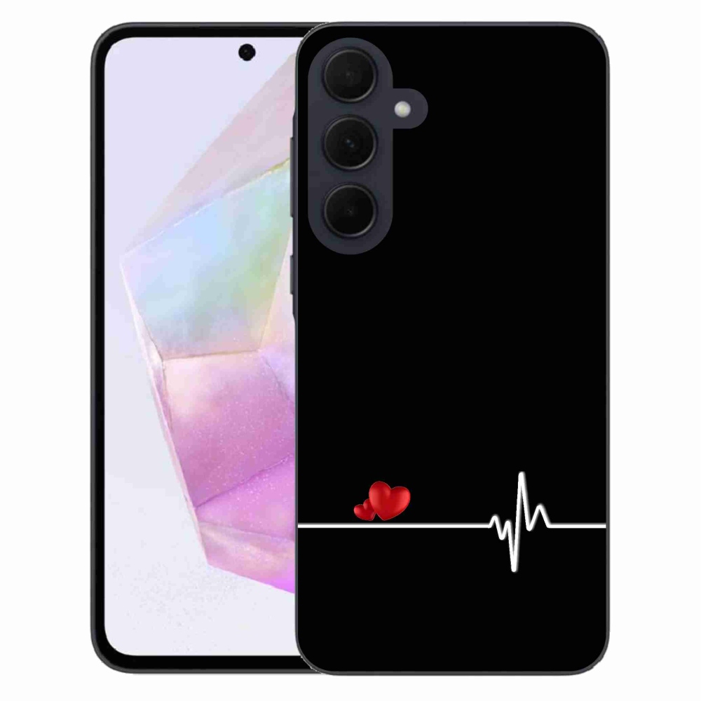 Gél borító mmCase Samsung Galaxy A35 5G - szív és szívverés fekete háttérrel
