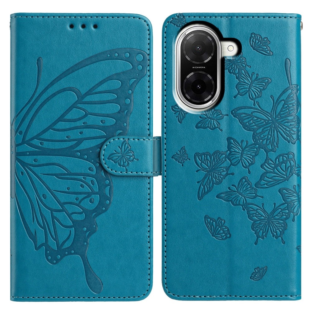 Virágos pillangó könyv tok Xiaomi Redmi A5 (171.7x77.8x8.3mm) számára - kék