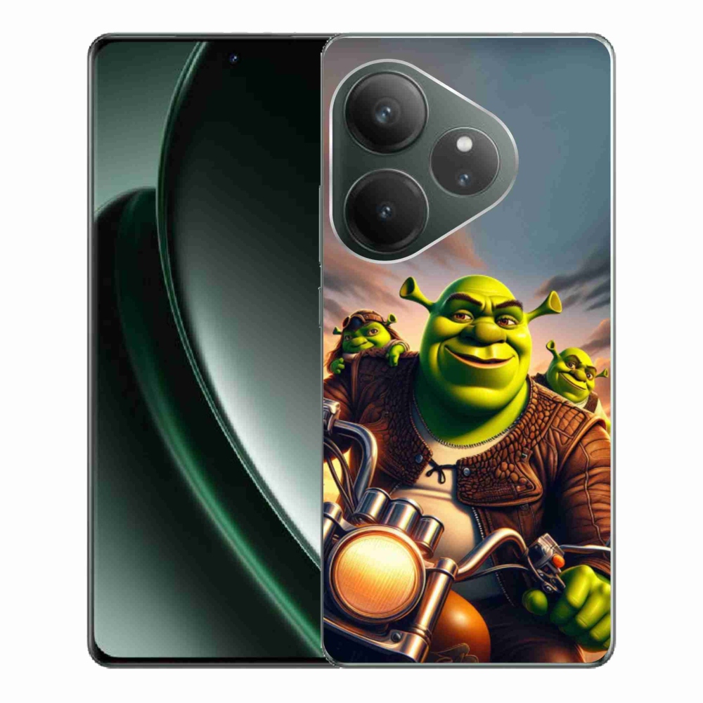 Gél borítás mmCase a Realme GT 6 5G/GT 6T 5G számára - shrek a motorkerékpáron