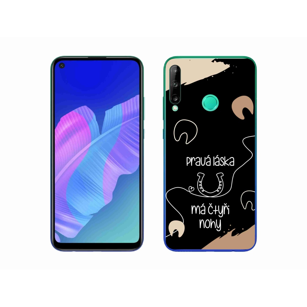 Gél borítás mmCase a Huawei P40 Lite E készülékhez - ló motívum fekete háttérrel