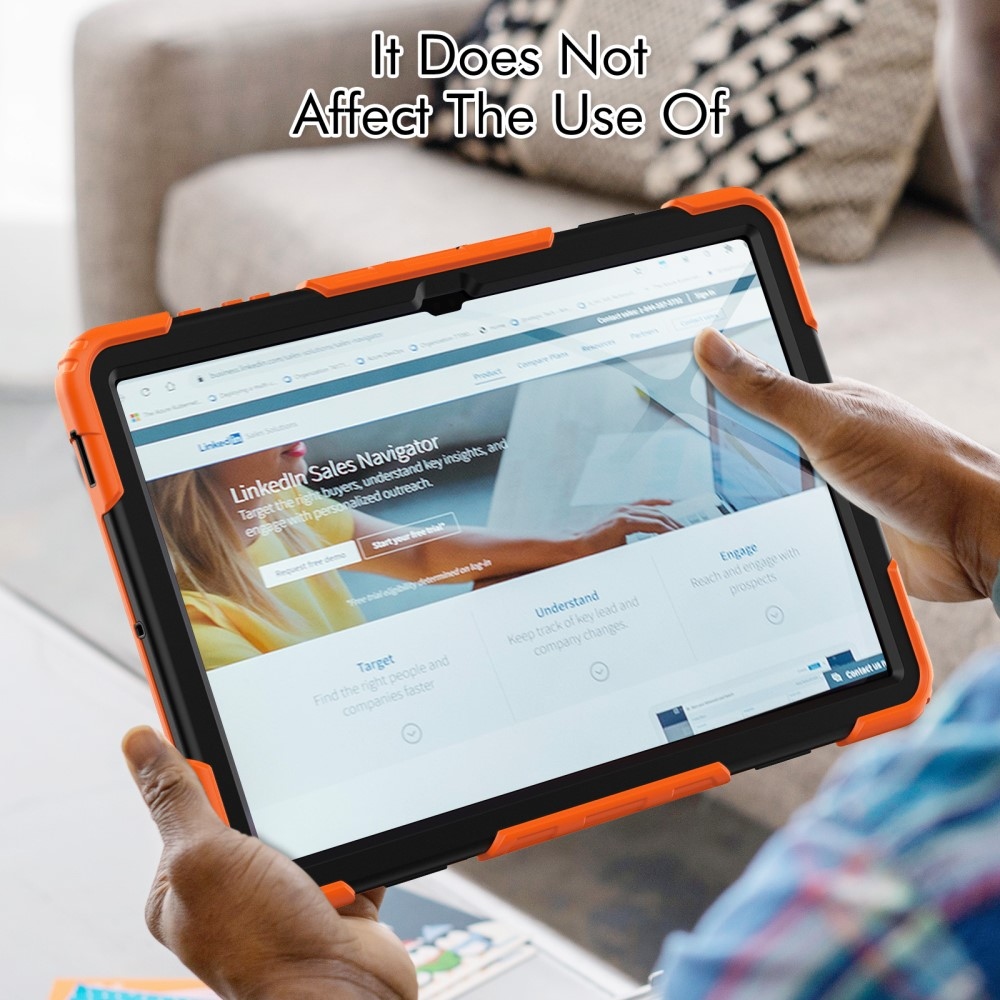 Rúgásálló borítás kézi fogantyúval Samsung Galaxy Tab S9 Ultra/Tab S10 Ultra - narancssárga