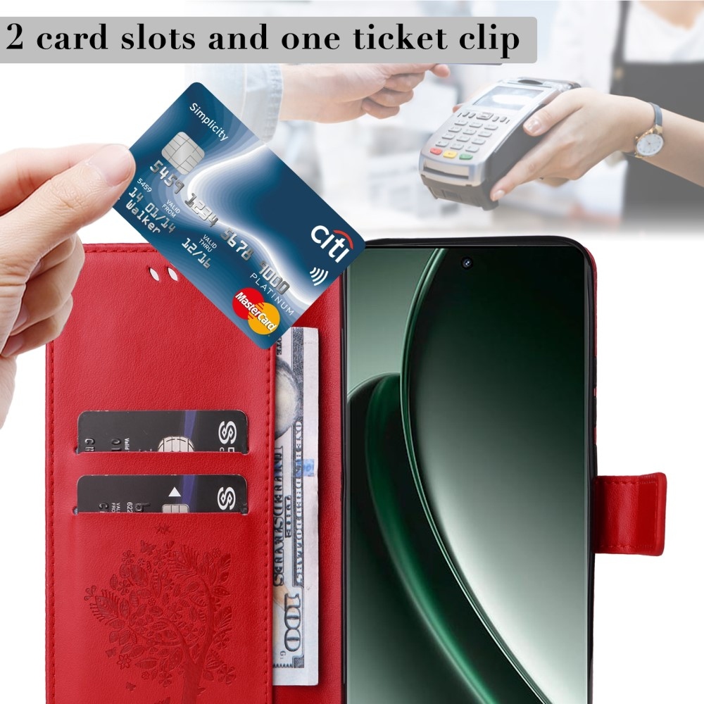 Fa könyvtáska a Realme GT 6 5G/GT 6T 5G számára - piros