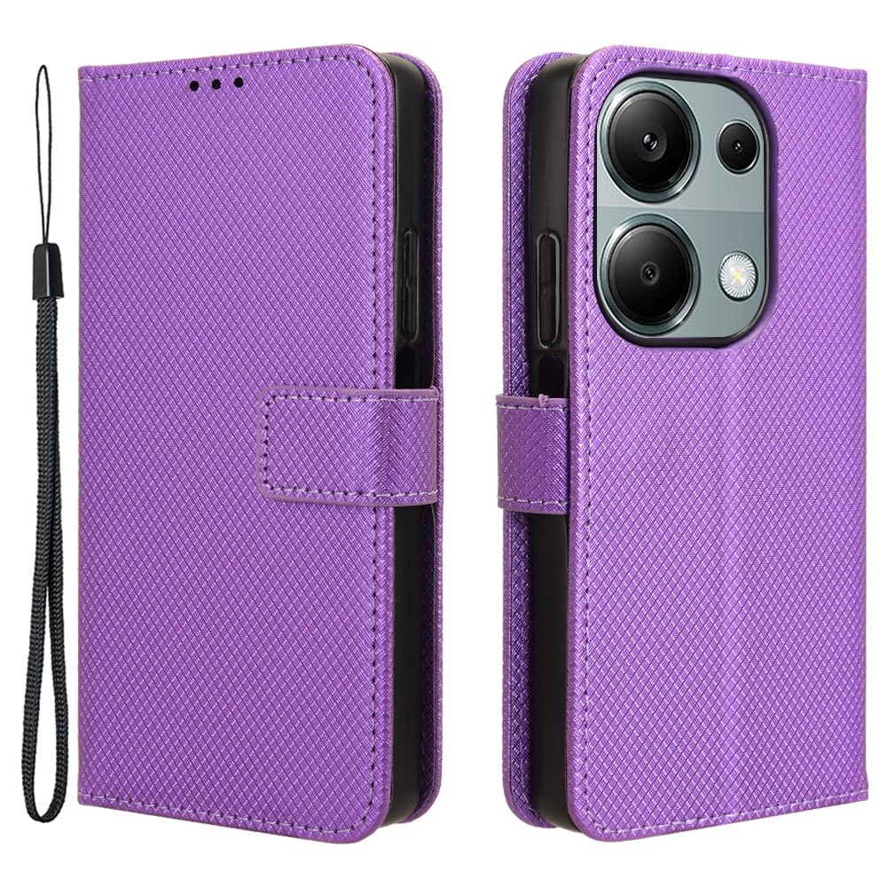 Gyémánt könyv tok Xiaomi Redmi Note 14S/Note 13 Pro 4G/Poco M6 Pro - lila