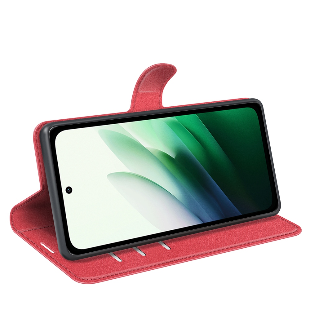 Litchi könyv tok Xiaomi Redmi 15 4G/5G (171mm) - piros