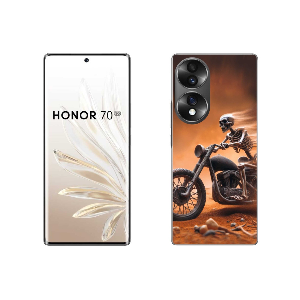 Gél borítás mmCase a Honor 70-hez - csontváz egy motorkerékpáron