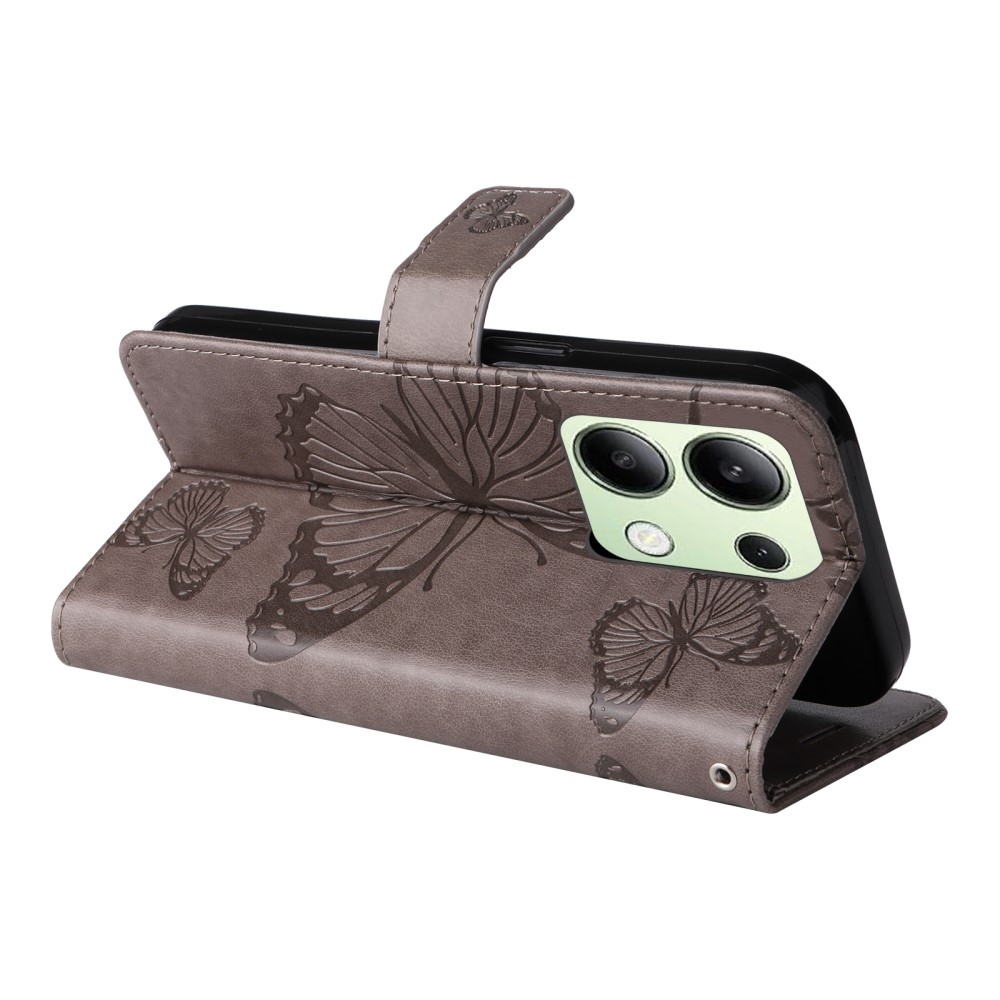 Nagy pillangó könyv tok Xiaomi Redmi Note 13-hoz - szürke