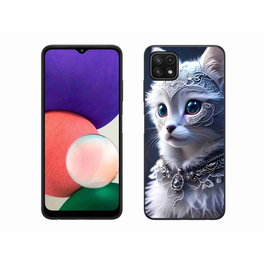 Gél védőhuzat mmCase Samsung Galaxy A22 5G - fehér macska