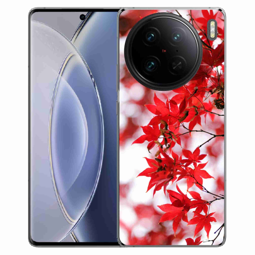 Zselés borítás mmCase a Vivo X90 Pro-hoz - piros levelek