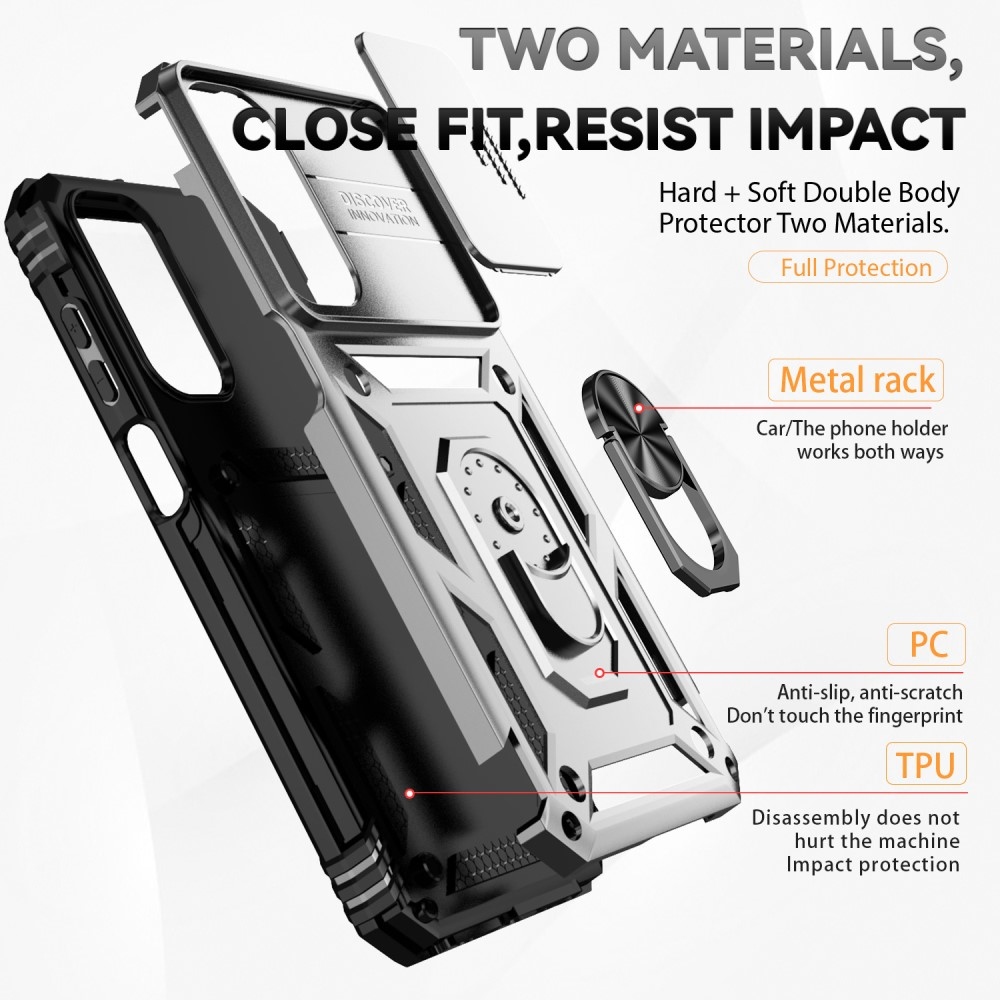 Csúszásálló hibrid borítás Samsung Galaxy A55 5G készülékhez - ezüst színű